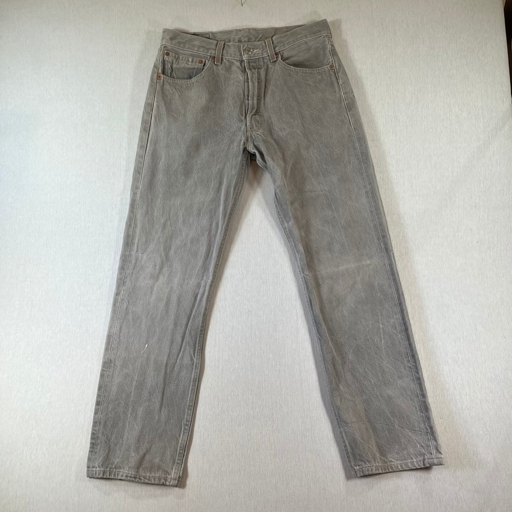 Levis 501 Jeans Mens 32x32 (Fit 31x28) Grey Straight Leg Button Fly Denim